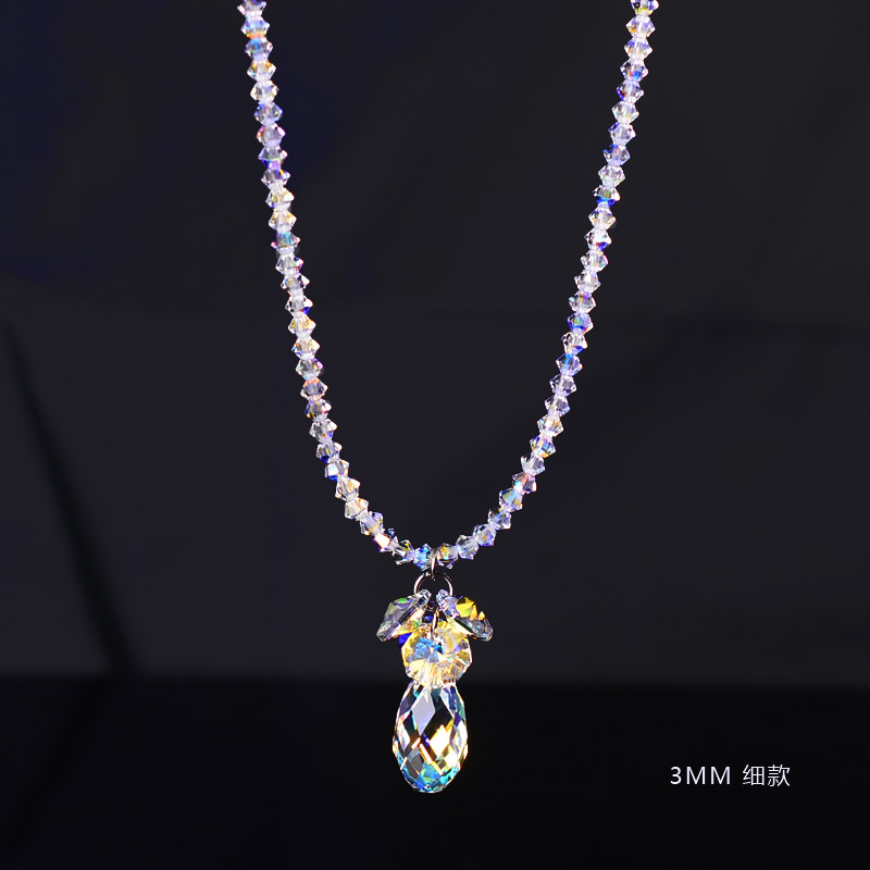 3MM超细小众闪亮项链吊坠女奥地利水晶闪亮轻奢时尚正品新款饰品