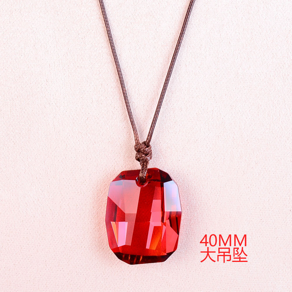 暗红40MM大坠闪亮水晶大吊坠奥地利女项链毛衣链长款小众高级2025