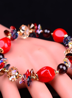 轻奢红枣石榴石奥地利高级手链