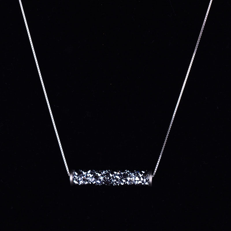 奥地利水钻路路通长款女项链吊坠925纯银盒子链简约气质百搭生日