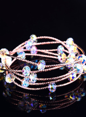 高雅多层手链女925元素水晶三层