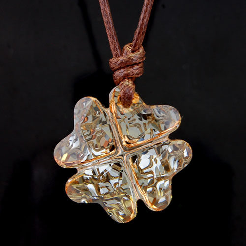 新款 大号 幸福四叶草 毛衣链 女 奥地利水晶项链 包邮 系绳吊坠