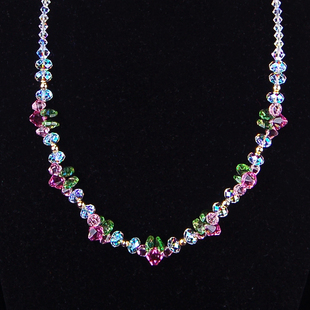 奥地利水晶桃花粉色水晶项链施华元素水晶饰品民族风优雅高级感