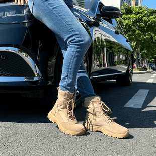 户外情侣款轻便徒步鞋 反毛牛皮高邦登山鞋男女沙漠靴作战靴