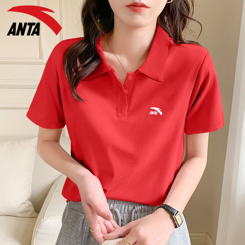 安踏T恤女polo宽松大码翻领短袖图片