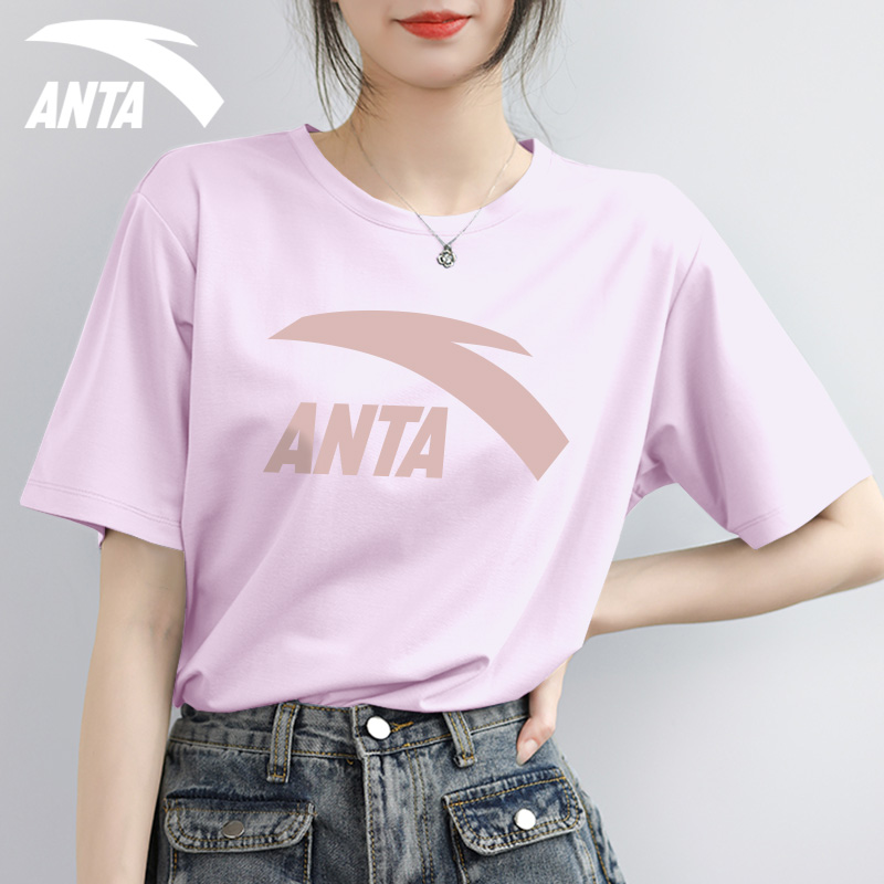 安踏短袖t恤女LOGO印花潮流上衣