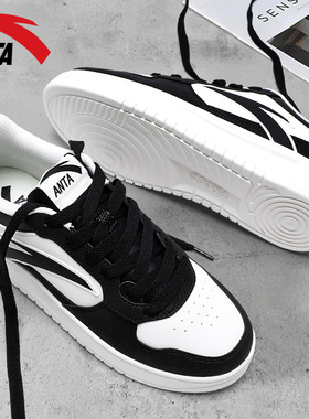 安踏轻松板鞋男鞋2026春季新款厚底小白鞋黑白潮流低帮休闲运动鞋
