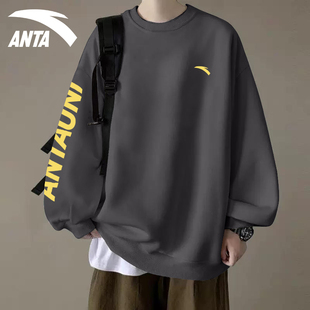 长袖 安踏春季 青少年宽松圆领套头衫 2026新款 t恤运动上衣 卫衣男款