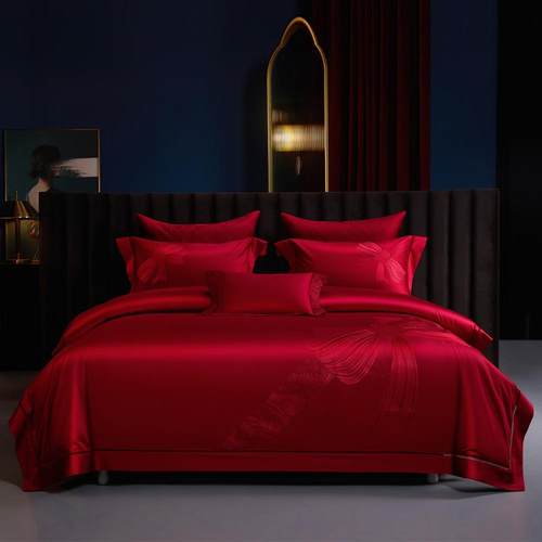 200S全棉大红婚庆四件套婚房床品
