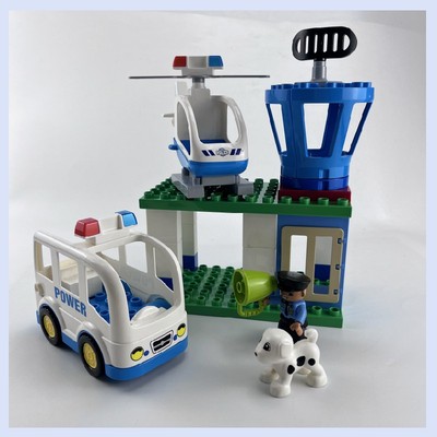 积木大颗粒警察局电动车飞机