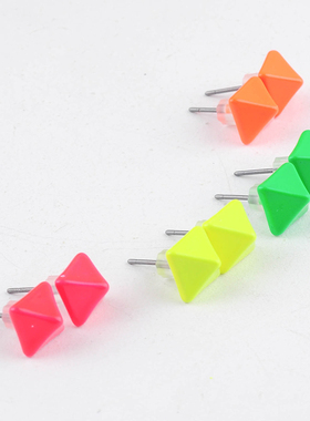 朋克荧光绿色黄色耳钉糖果色彩色时尚耳钉2020新款潮耳环小巧简约