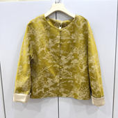 依米莎26A029欧洲站2026春时尚 单排扣圆领复古提花国风休闲短外套