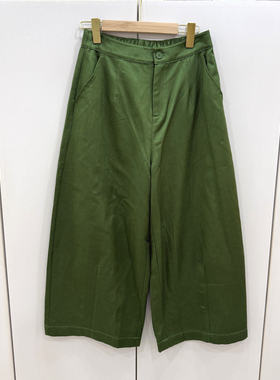 L68916欧洲站2026春时尚一粒扣后松紧高腰显瘦百搭休闲阔腿气球裤