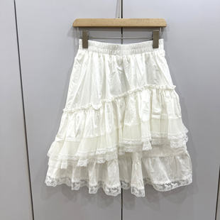 943 蕾丝花边蛋糕裙松紧腰减龄层次感短裙 69916欧洲站2026春时尚