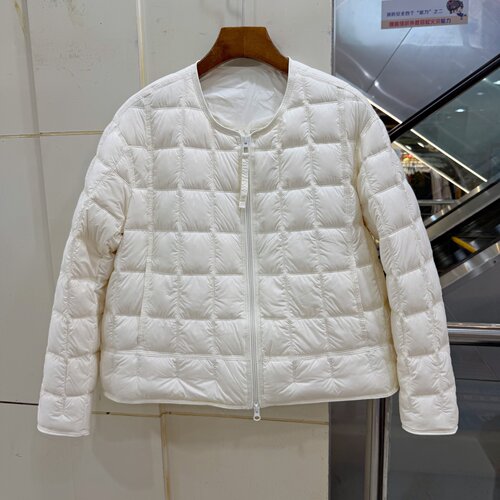 892NB08韩系轻薄羽绒服女短款圆领双拉链减龄方块90鸭绒保暖外套