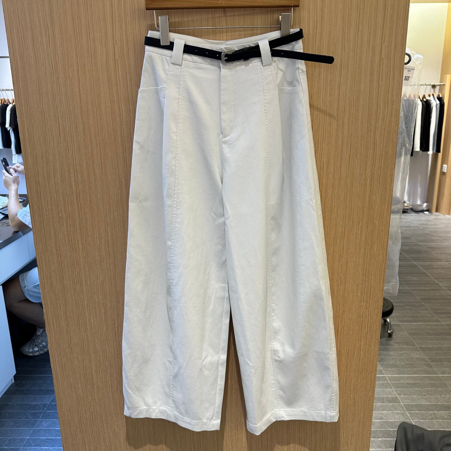286-26809欧货高腰阔腿裤女宽松显瘦配腰带简约百搭休闲裤长裤秋