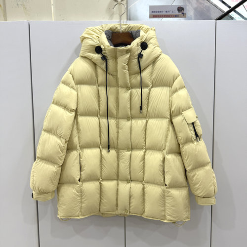 6668 欧洲站25冬时尚袖标抽绳连帽云朵泡芙舒适一手长加厚羽绒服