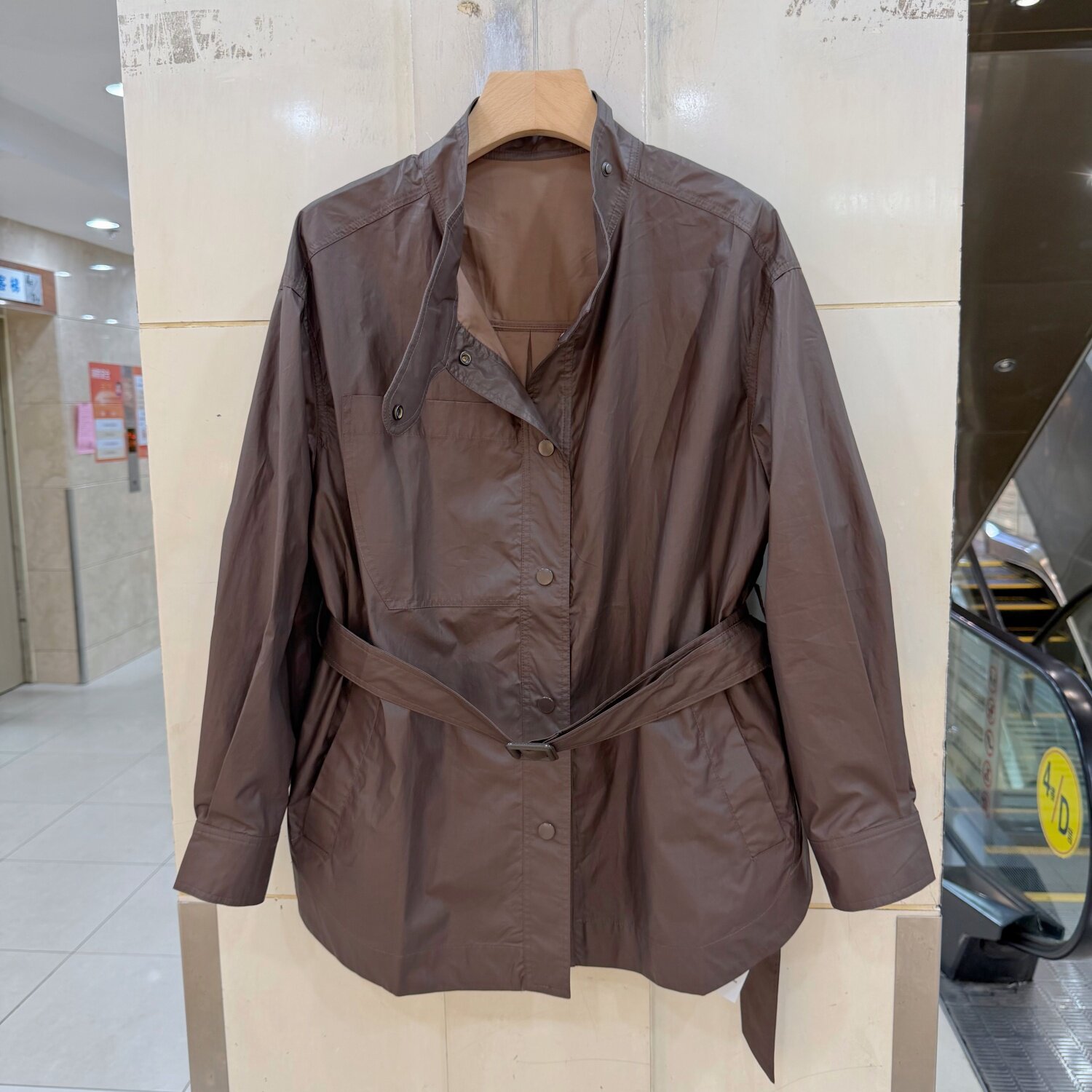 8853韩版大立领系带收腰单排扣中长款风衣女宽松显瘦薄款外套26秋