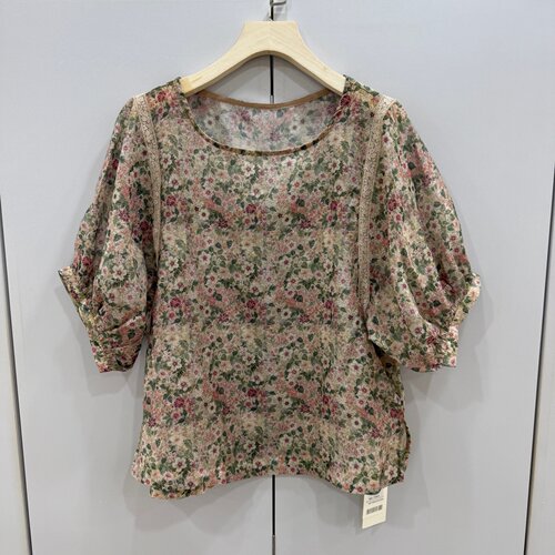 艾嫚伊88222复古碎花泡泡袖天丝衬衫女圆领减龄印花上衣夏季2026