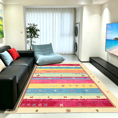 中古风多巴胺地毯客厅免洗可擦沙发毯法式复古卧室床边地垫carpet