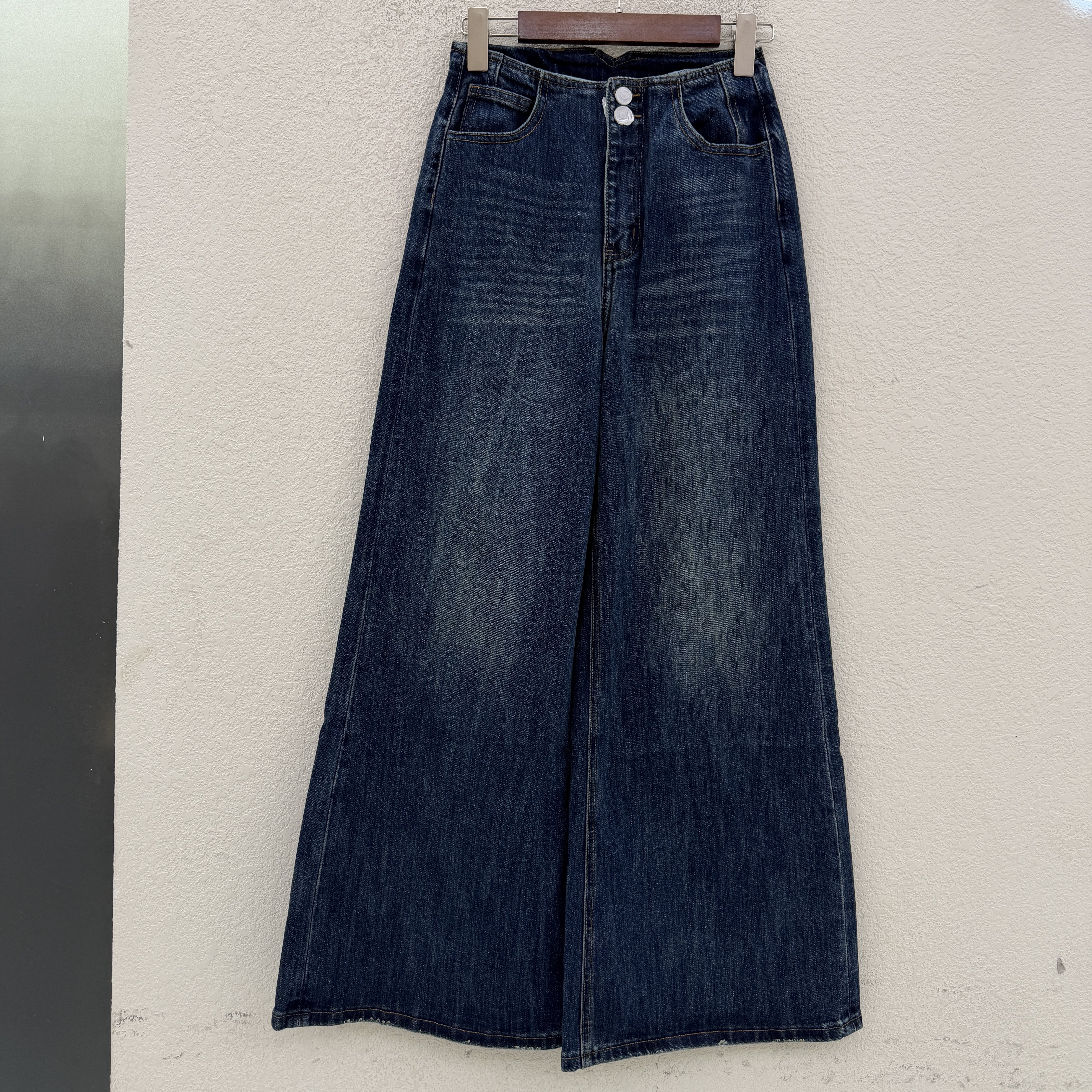 JEANS金蚂蚁26753牛仔裤女高腰水洗蓝直筒喇叭裤宽松筒叭2926秋款