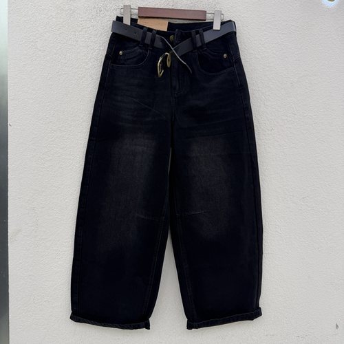 2026秋款JEANS红提子19040显瘦弯刀牛仔裤女九分香蕉裤皮标萝卜裤