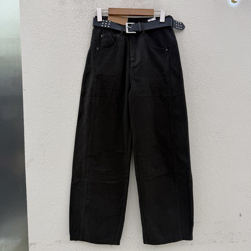 2026秋款JEANS红提子19083牛仔裤女高腰弹力弯刀裤垂感咖色拖地裤