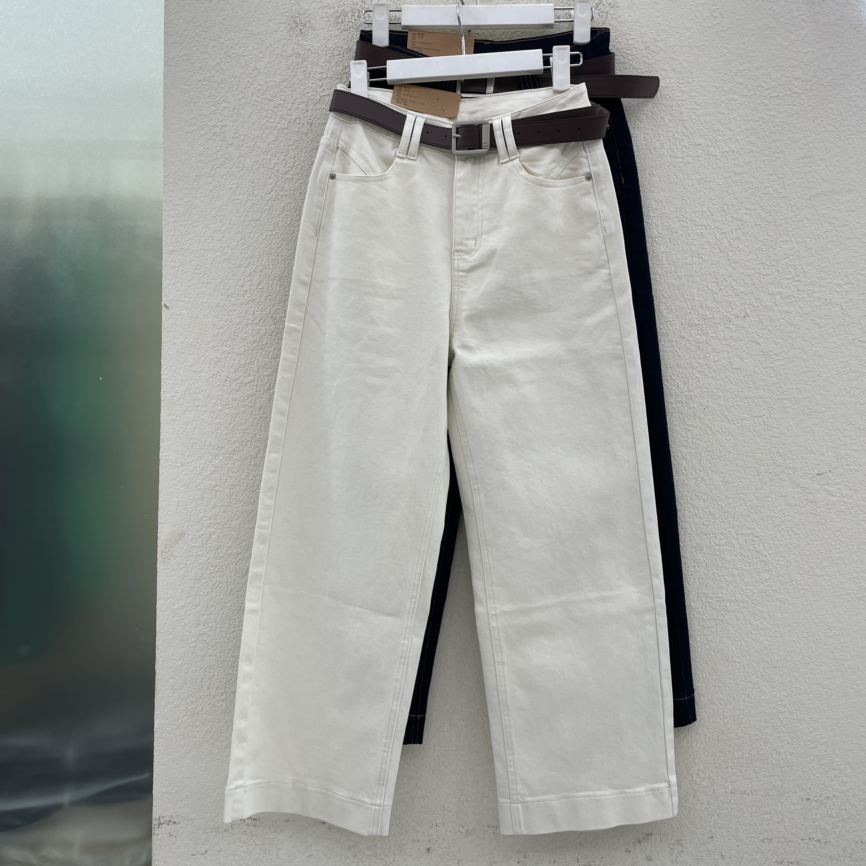 秋款HYFS JEANS红提子16018 16019牛仔裤女九分直筒裤棉弹烟管裤