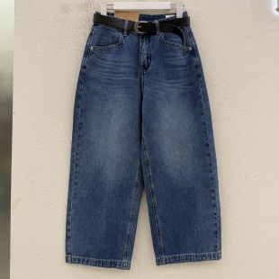 清仓特价HYHS JEANS红提子66153牛仔裤女夏高腰女直筒弯刀裤女九