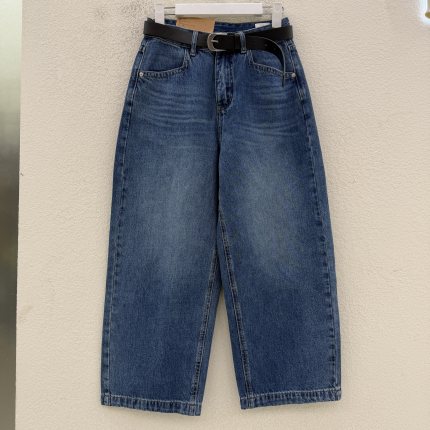 清仓特价HYHS JEANS红提子66153牛仔裤女夏高腰女直筒弯刀裤女九