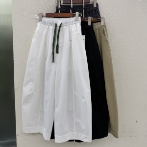 月月茑80875欧货正品2026夏季新款松紧腰抽绳纯色百搭宽松休闲裤