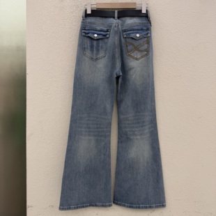 细闪弹力显瘦牛仔喇叭裤 女筒喇 芭度玄风8651春高腰时尚 Jeans佐拿