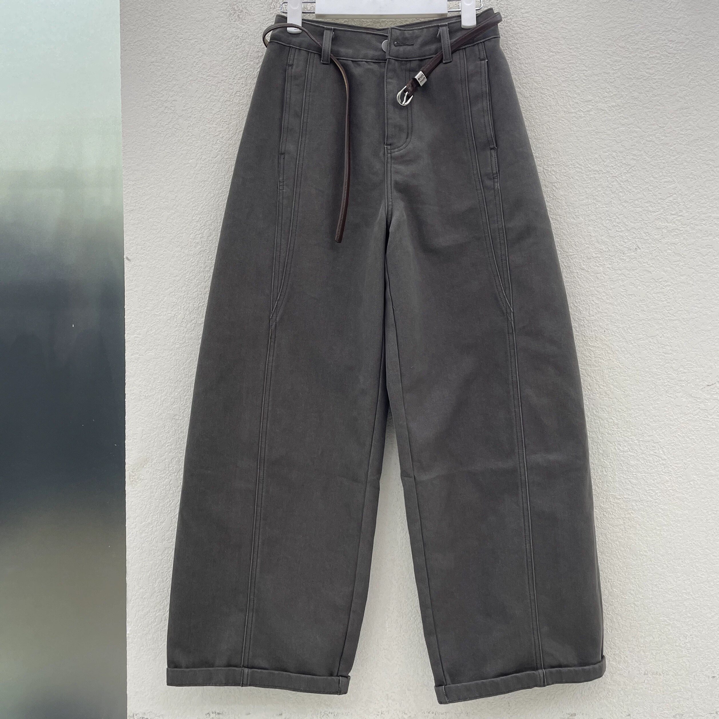 清仓特价JEANS 芭度玄风 60961牛仔底抓毛女无弹高腰线弯刀裤冬