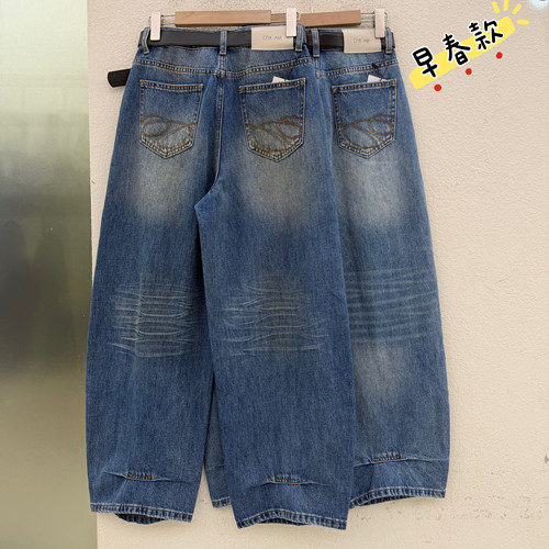 JEANS佐拿 芭度玄风61237 61212欧货春高腰宽松牛仔弯刀裤女长裤