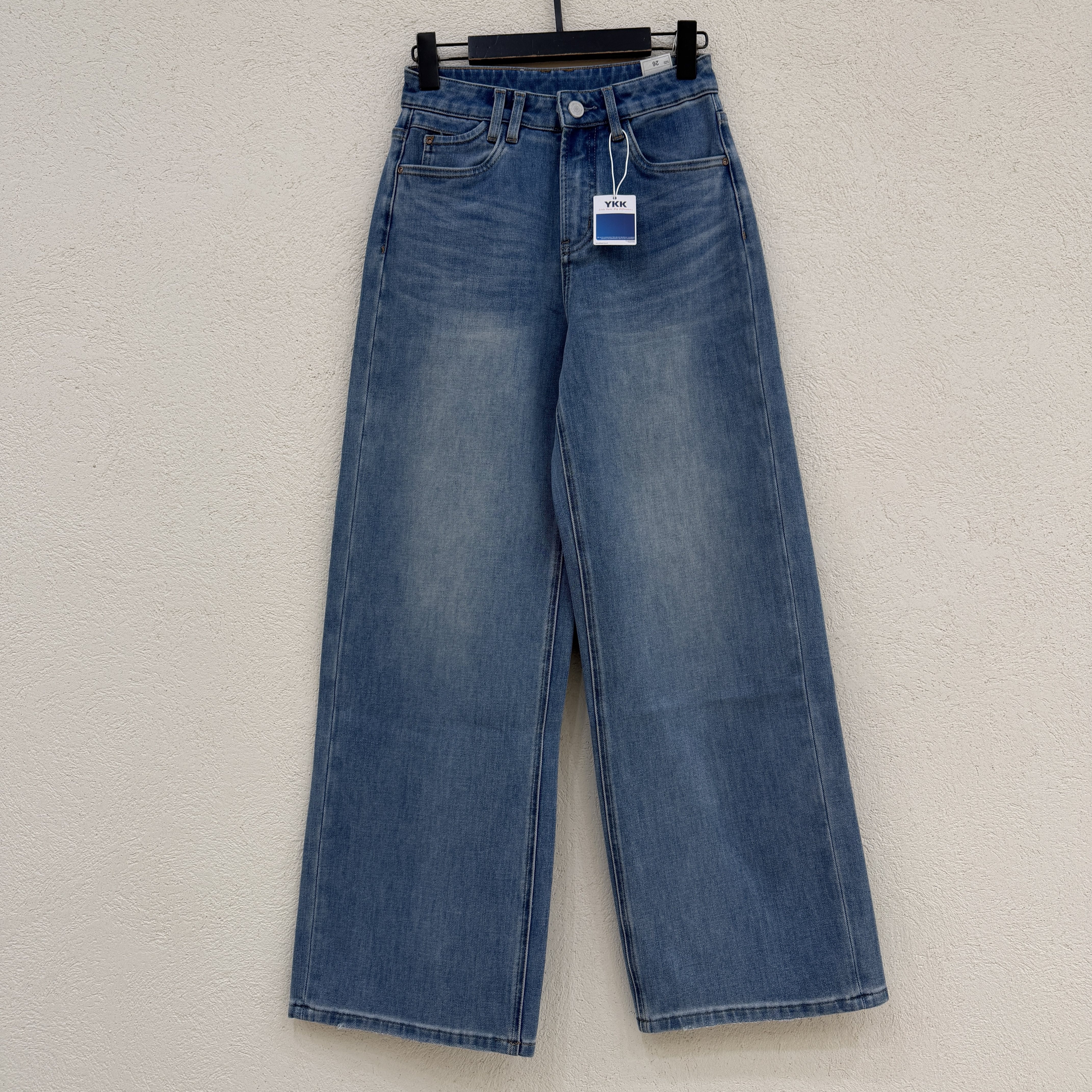 JEANS易人82272浅蓝色弹力牛仔裤女宽松显瘦窄版阔腿拖地裤春款