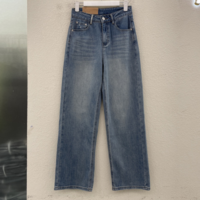 2025夏JEANS红提子15219牛仔裤女高腰窄版阔腿裤薄款直筒裤YKK潮