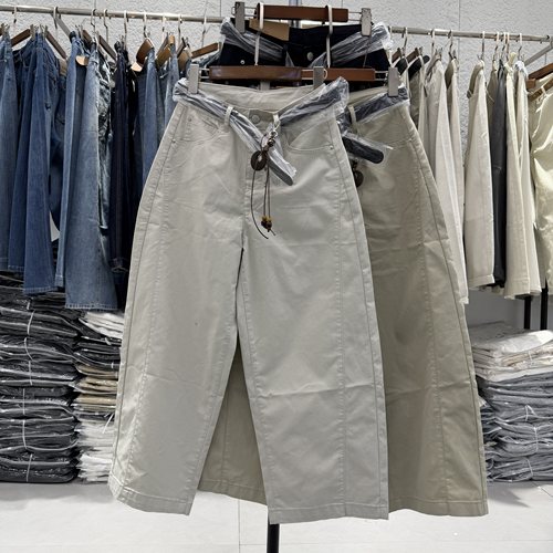 HYFS JEANS红提子66193欧货显瘦八分弯刀裤高腰宽松女牛仔裤夏款