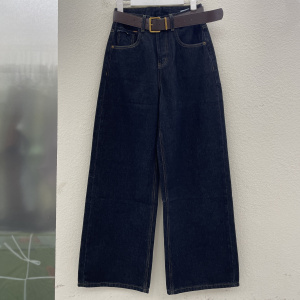 JEANS秋冬lvqingwa绿青蛙Q2617 Q2821牛仔裤女普洗黑色直筒裤阔腿