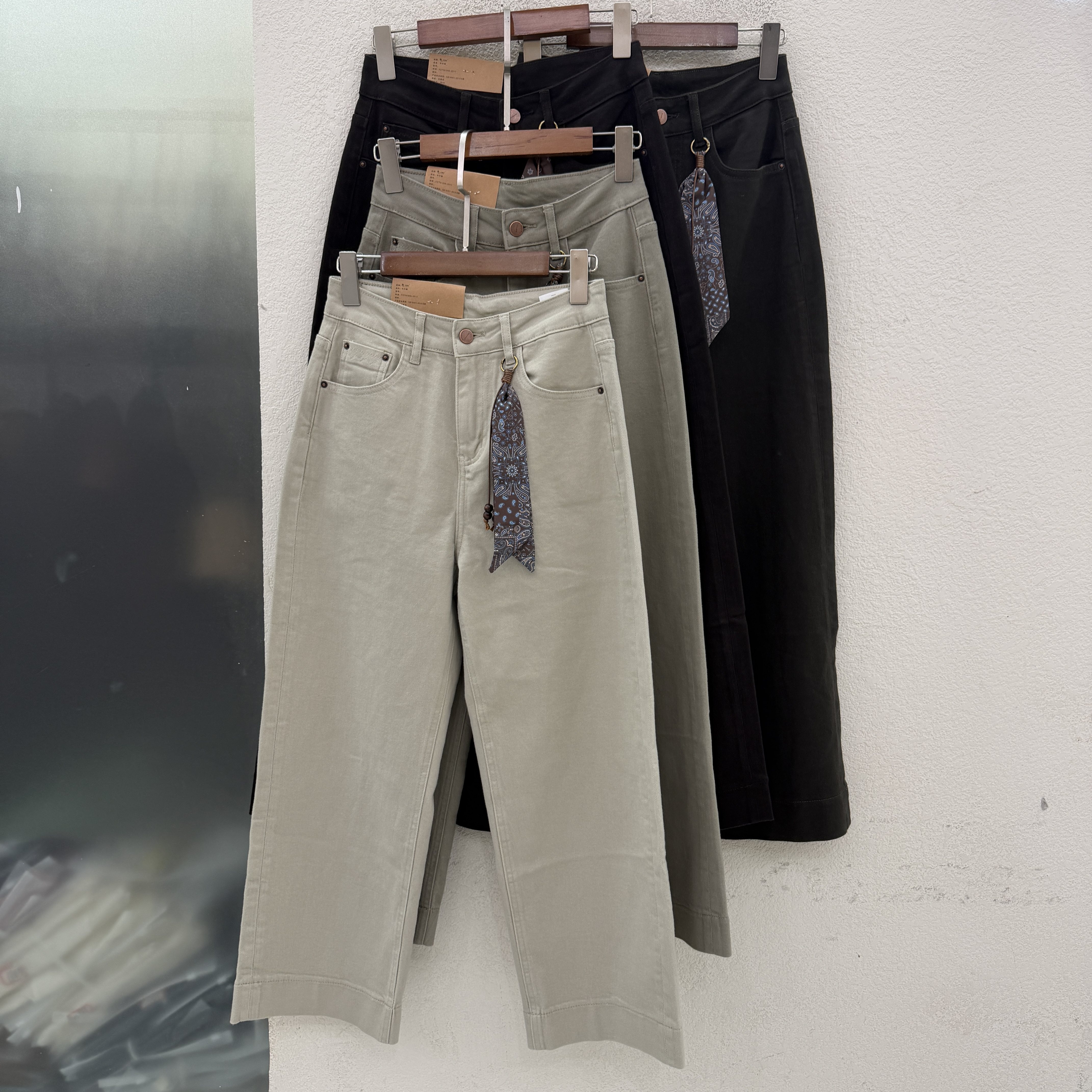 2026秋款JEANS红提子19016高腰显瘦直筒牛仔裤女九分烟管裤法棍裤