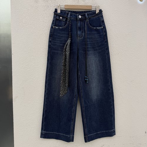 CC JEANS2676欧货高腰显瘦九分直筒裤女百搭四面弹赫本裤2026秋款