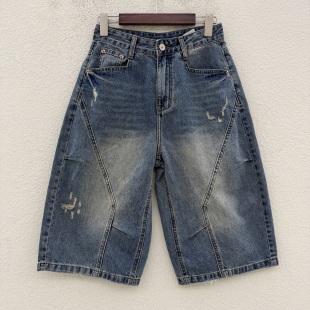 清仓特价Q FASHION JEANS佐拿 芭度玄风9706牛仔裤女破洞五分裤夏