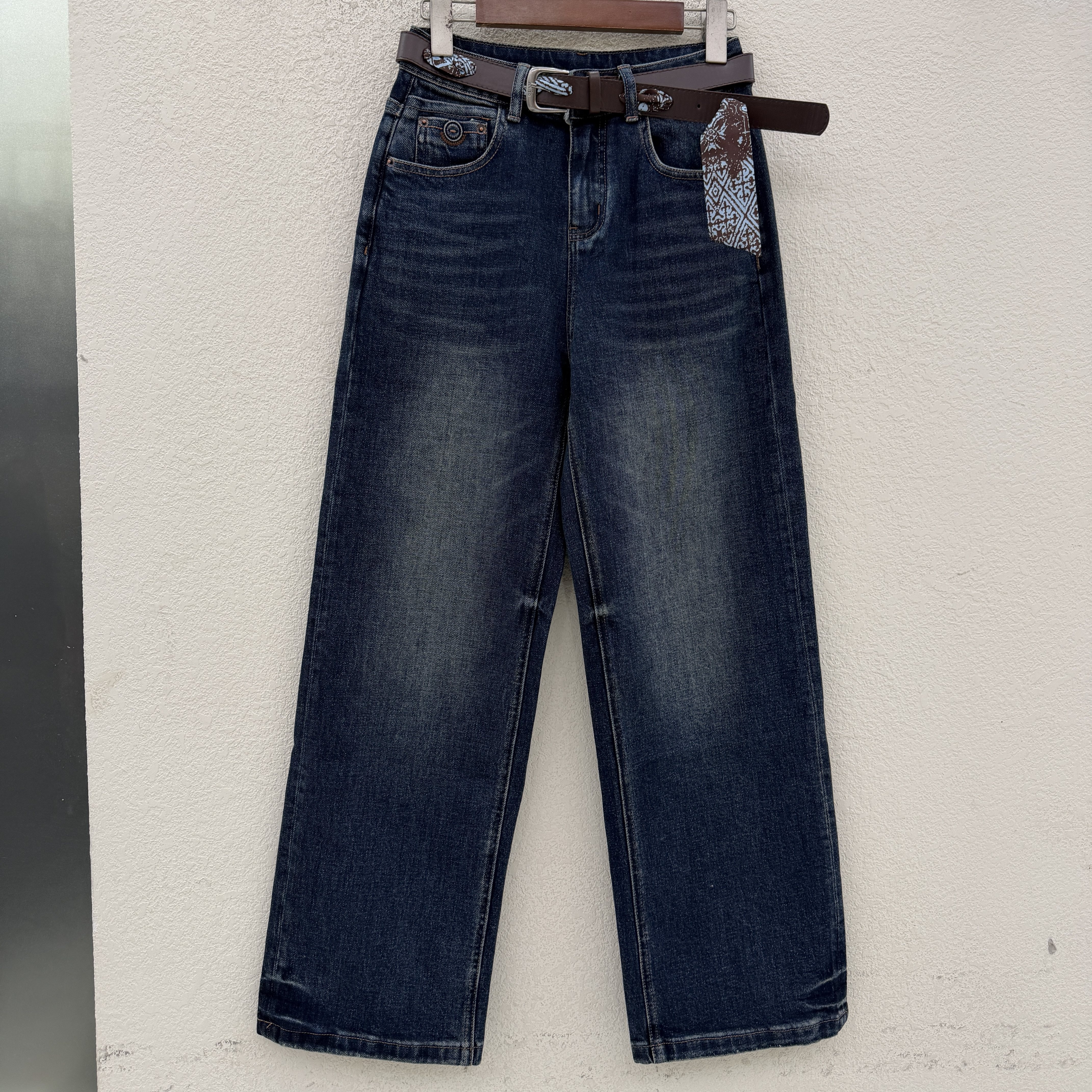 2026秋款N FASHION JEANS韩酷莱5570牛仔裤女高腰直筒裤印花拖地