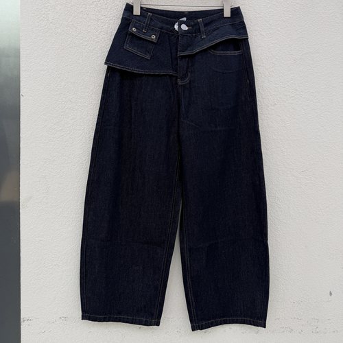 秋款FASHION JEANS韩酷莱5607牛仔裤女丹宁假二件屁帘弯刀裤2026