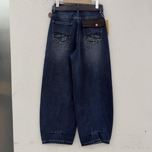 JEANS秋新款韩酷莱5586欧货蓝色阔腿弯刀裤高腰宽松女牛仔裤2026
