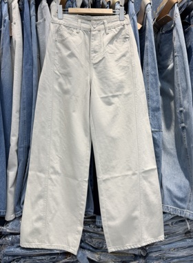 JEANS阿里莎莎87510牛仔裤女2026春高腰休闲裤长裤直筒裤阔腿裤女