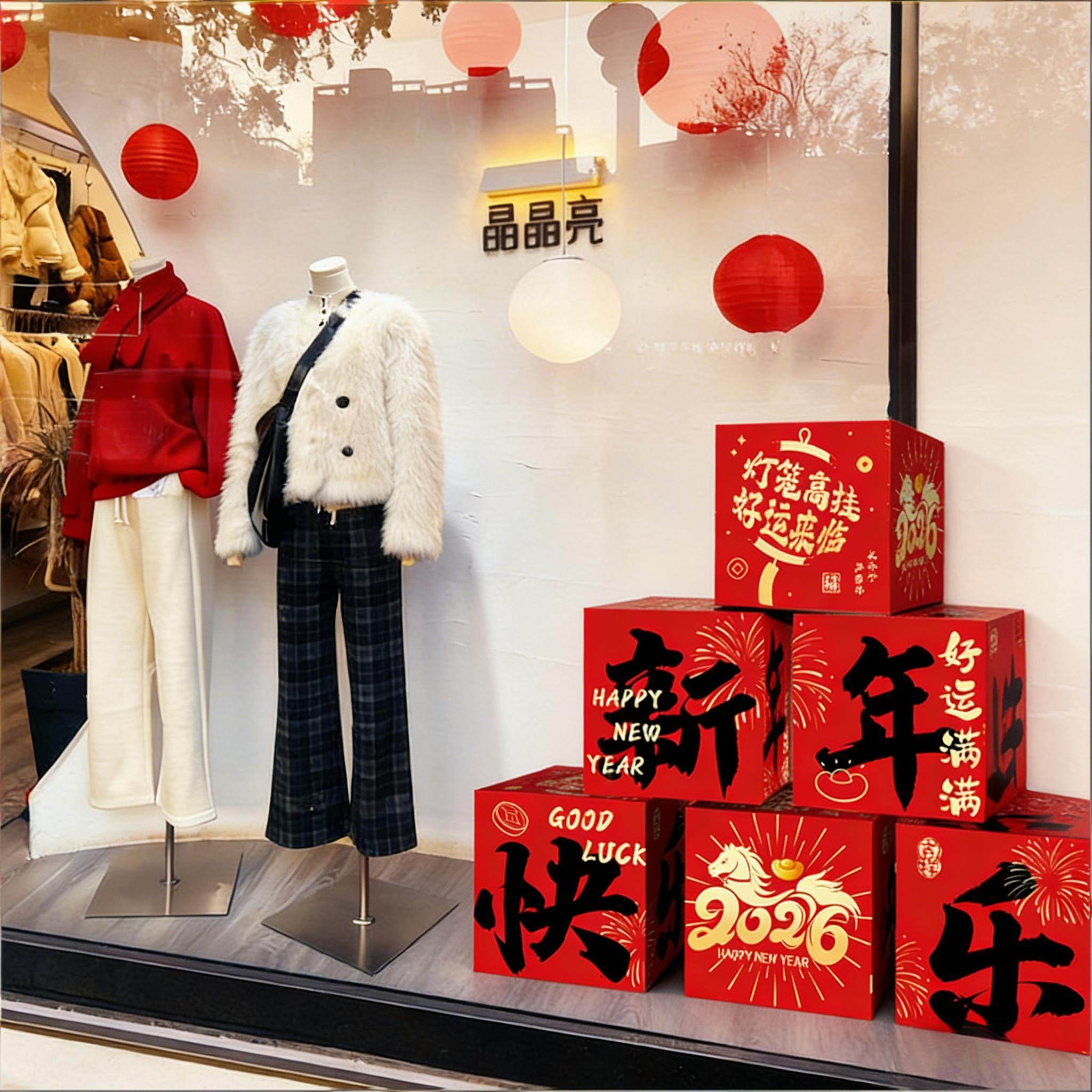 2026年马年新年装饰品过年春节堆头盒子摆件商场店铺橱窗场景布置,节庆用品/礼品,节日装扮用品,淘宝优惠券,粉丝福利购,淘宝优惠卷