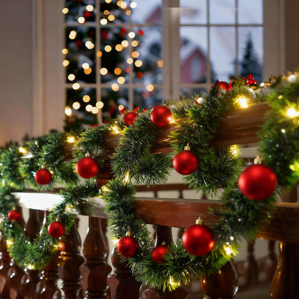 圣诞节装饰彩条发光藤条节日装扮扶梯店铺橱窗场景布置挂球毛条串