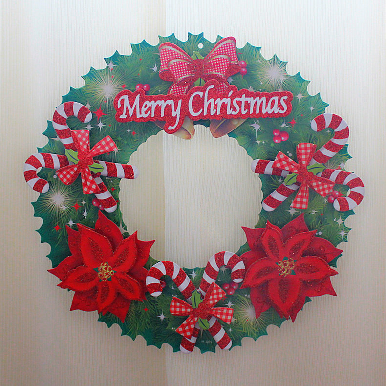 圣诞节装饰品 圣诞纸质花环挂饰酒店布置 商场橱窗门挂门饰用品