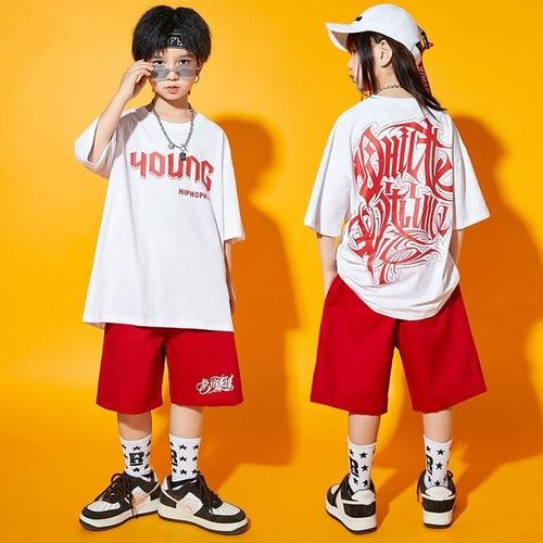 儿童街舞套装2024男童嘻哈潮宽松短袖夏季衣服男孩街舞服装少儿潮