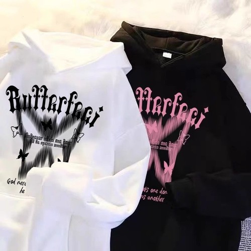 2024秋冬季新款儿童字母印花连帽卫衣女童中大童小学生加绒上衣服